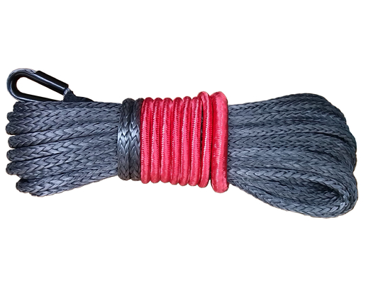 synthetic rope 10mm x 28m grey color reliable quality for 4x4 winches , truck winches